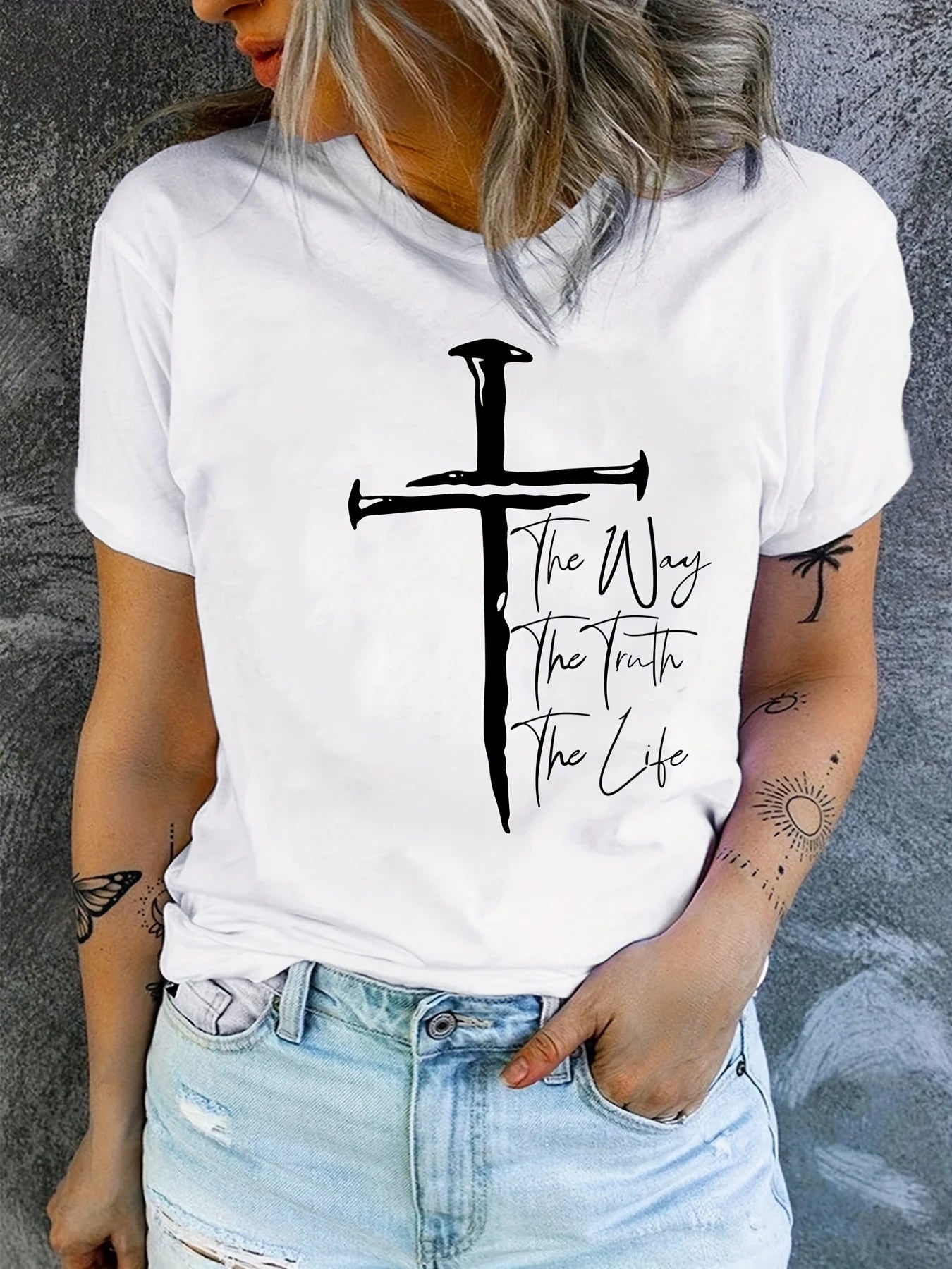 Love Like Jesus Print T-Shirt, Short Sleeve Crew Neck Casual Top For Summer & Spring, Women's Clothing