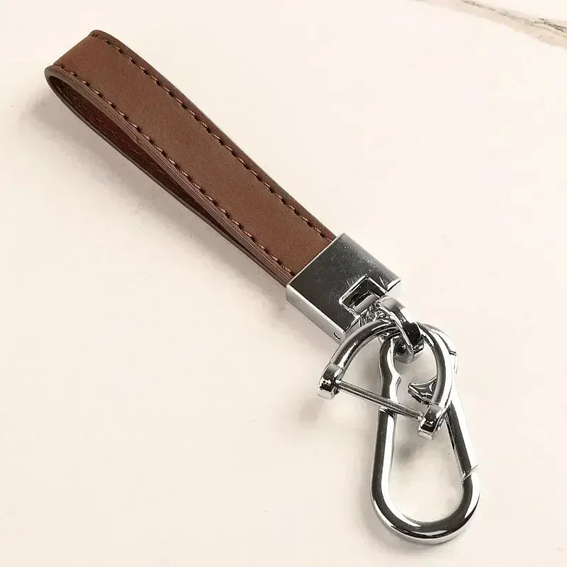 Custom LOGO Genuine Leather Portable Car Keyring Creative and Simple Key Chains High-end Elite Keychain Gift Small Pendant