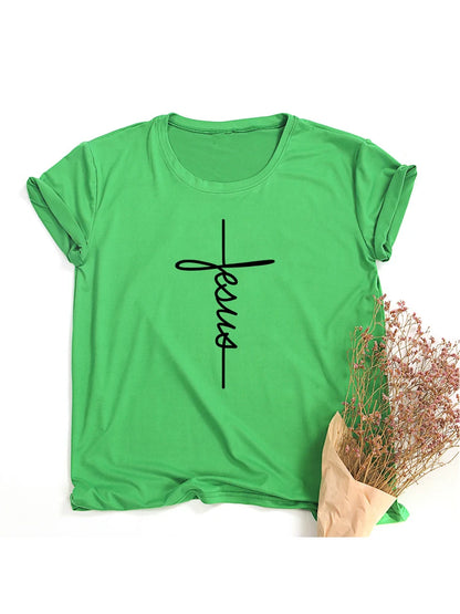 Faith Tshirt Cross Jesus Tees Tops Christian Shirt Women Fashion Tshirt Baptism Church Bride Esthetic Tumblr T Shirt