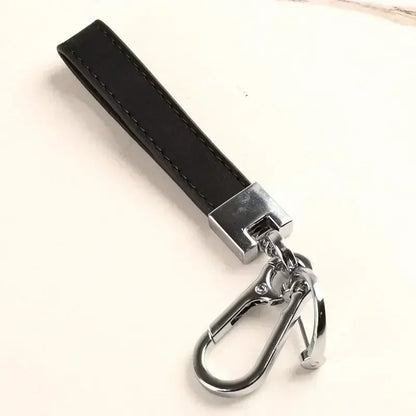 Custom LOGO Genuine Leather Portable Car Keyring Creative and Simple Key Chains High-end Elite Keychain Gift Small Pendant