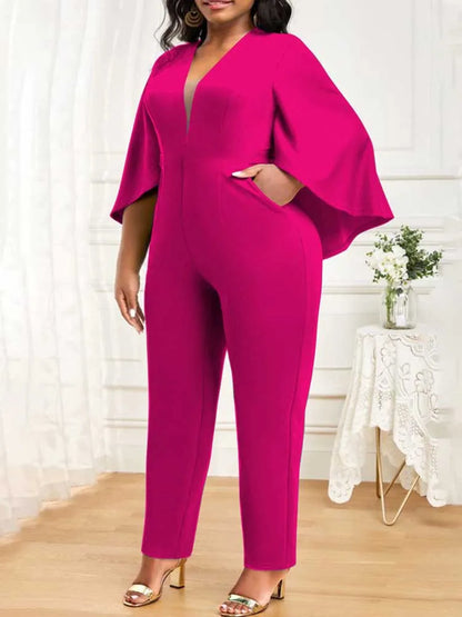 Jumpsuits for Women Autumn Batwing Sleeves Jumpsuit Ladies Elegant Office Formal Plus Size Sexy Jumpsuit Wholesale Dropshipping