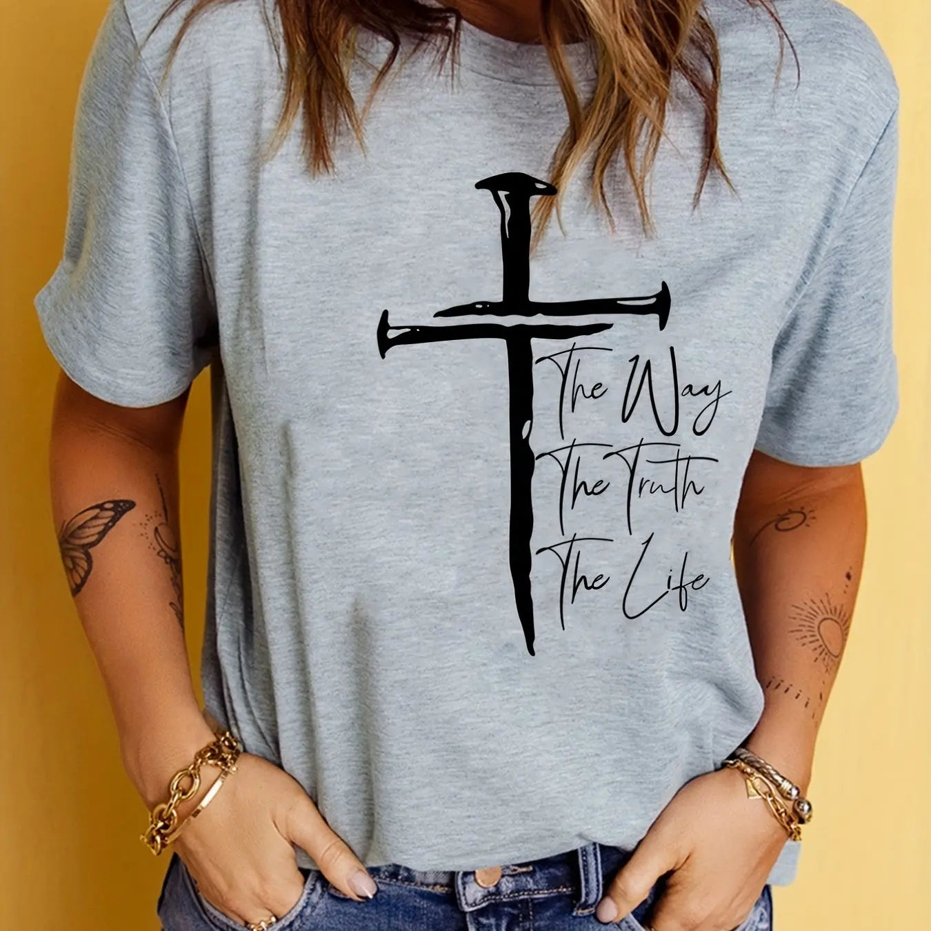 Love Like Jesus Print T-Shirt, Short Sleeve Crew Neck Casual Top For Summer & Spring, Women's Clothing