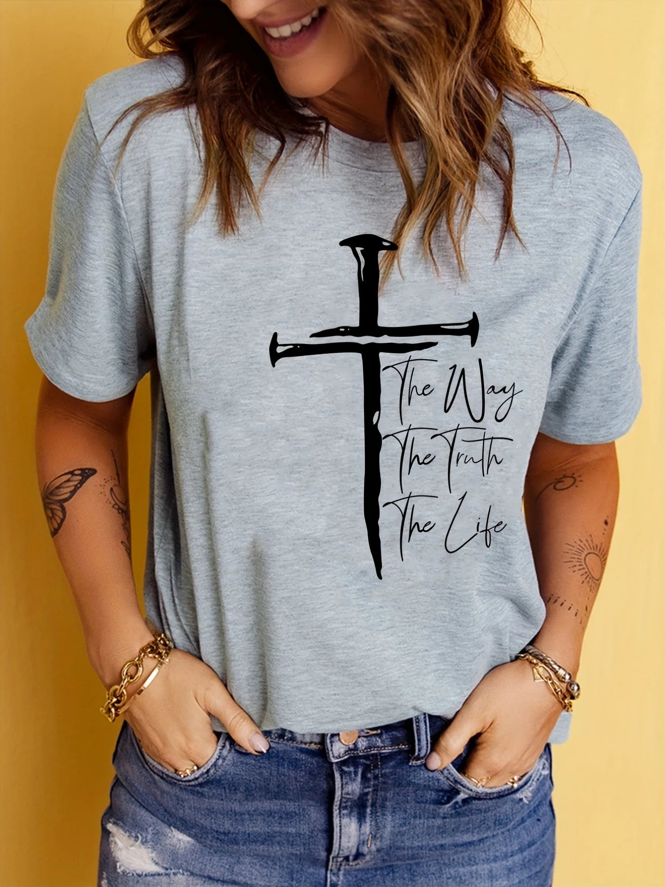 Love Like Jesus Print T-Shirt, Short Sleeve Crew Neck Casual Top For Summer & Spring, Women's Clothing