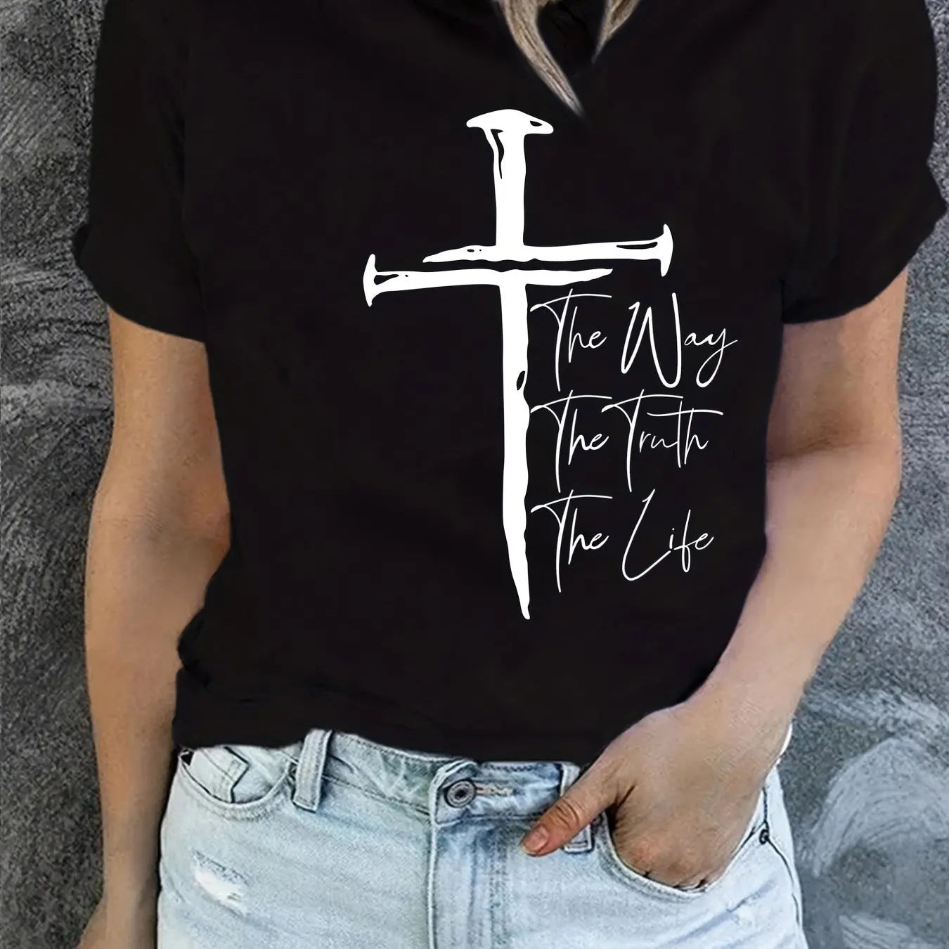 Love Like Jesus Print T-Shirt, Short Sleeve Crew Neck Casual Top For Summer & Spring, Women's Clothing